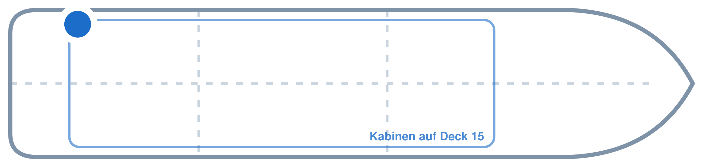 Lage der Kabine an Bord der Mein Schiff Relax: Hinten, Backbord