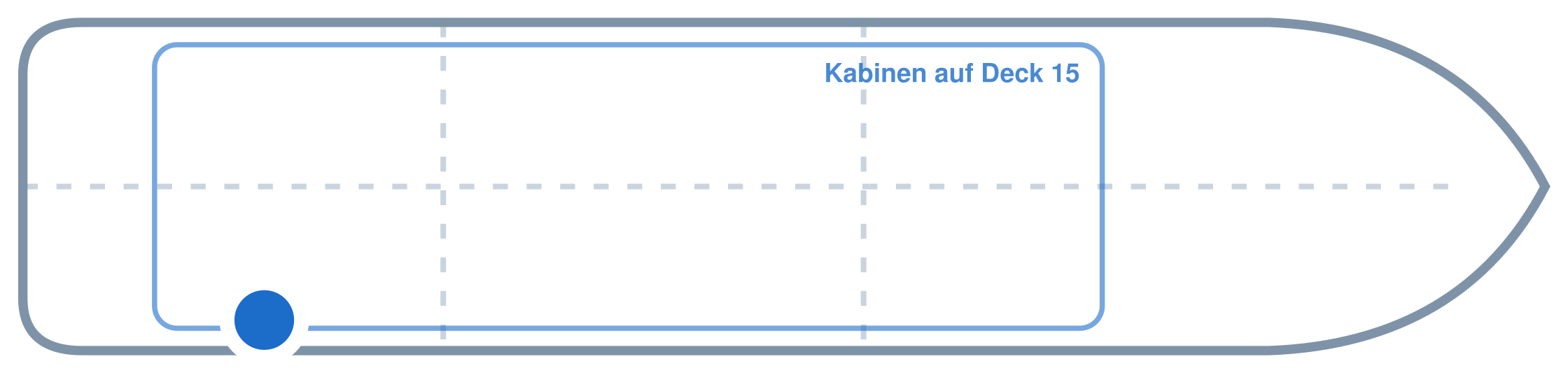 Lage der Kabine an Bord der Mein Schiff Relax: Hinten, Steuerbord