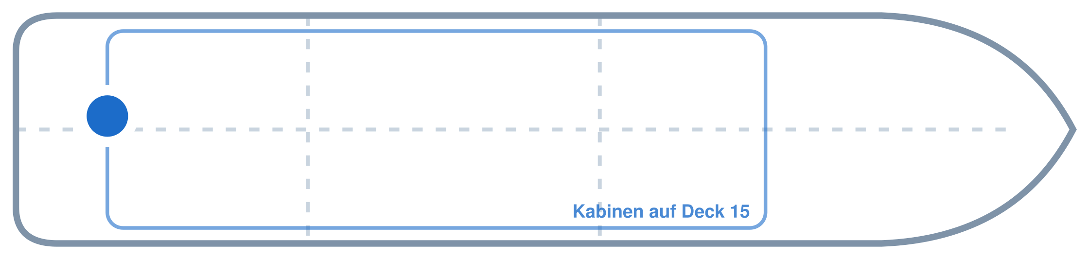 Lage der Kabine an Bord der Mein Schiff Relax: Hinten, Backbord