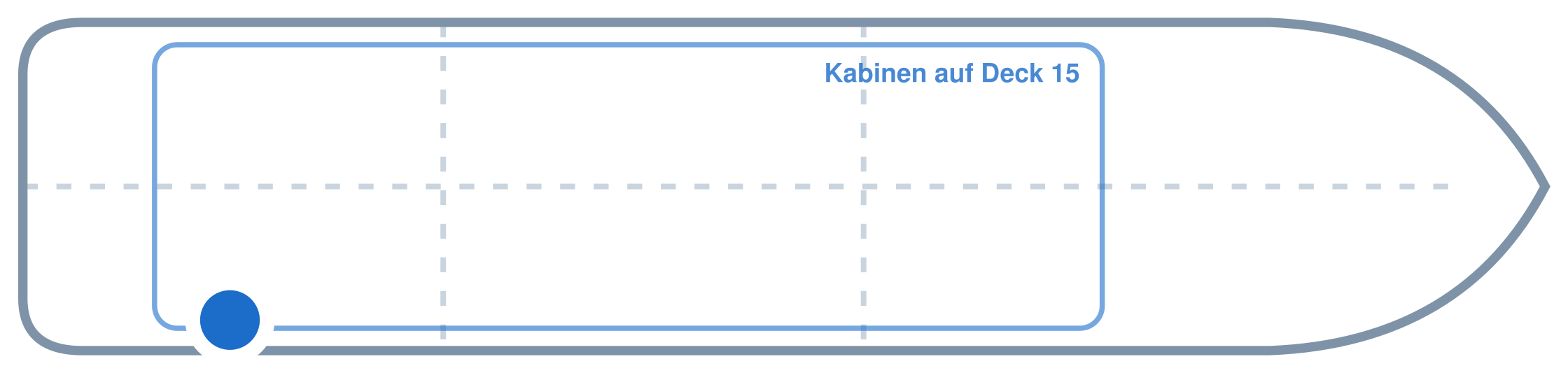 Lage der Kabine an Bord der Mein Schiff Relax: Hinten, Steuerbord