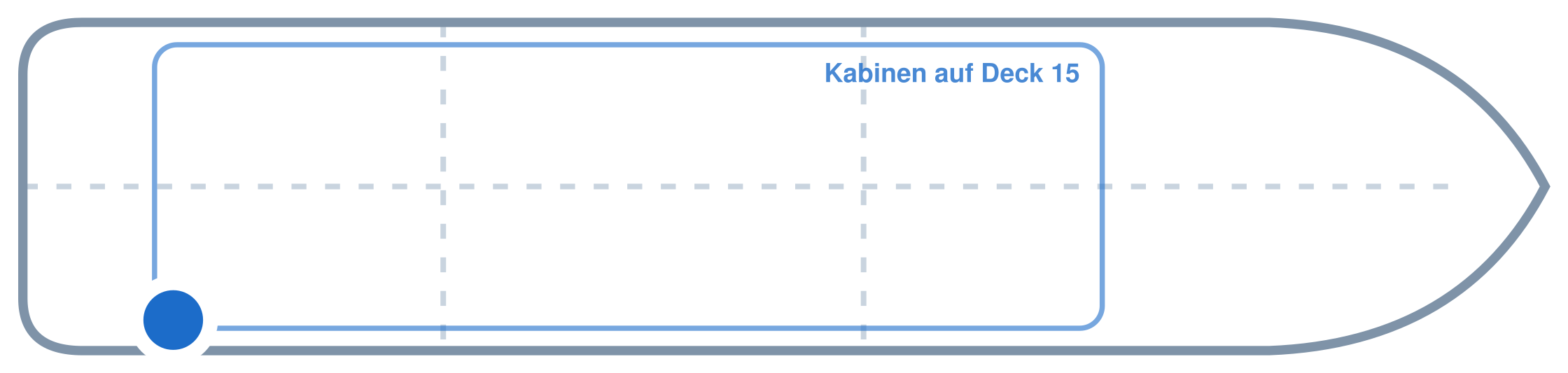 Lage der Kabine an Bord der Mein Schiff Relax: Hinten, Steuerbord