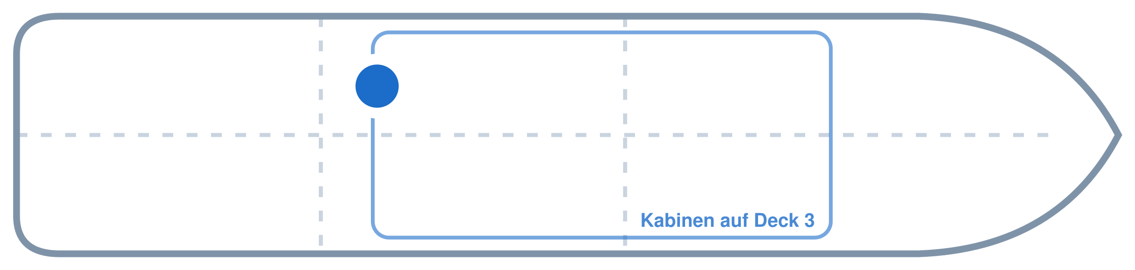 Lage der Kabine an Bord der Mein Schiff Relax: Hinten, Backbord