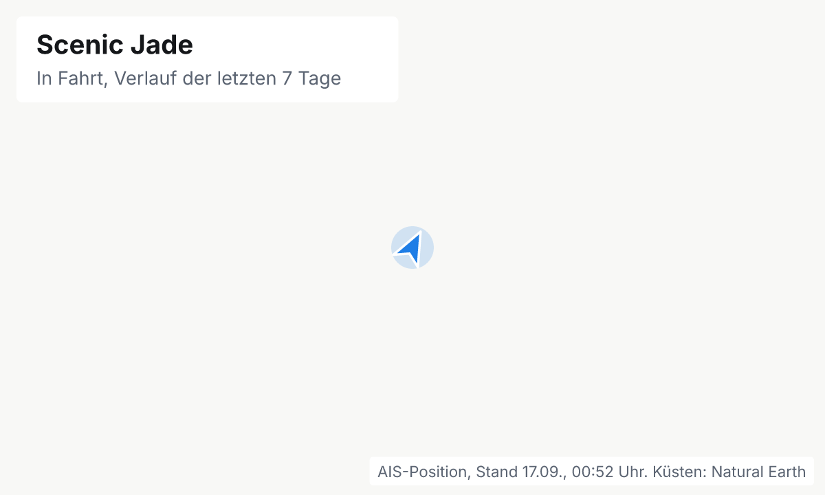 Karte: aktuelle Position der Scenic Jade, Verlauf der letzten Tage und die nächsten Häfen laut Fahrplan