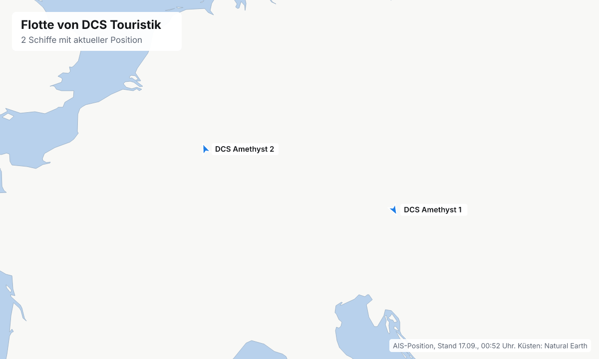 Karte: aktuelle Positionen der Schiffe von DCS Touristik